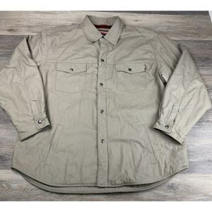 Craftsman Jacket Mens XXL Brown Tan Flannel Lined Chore Barn Canvas Shacket